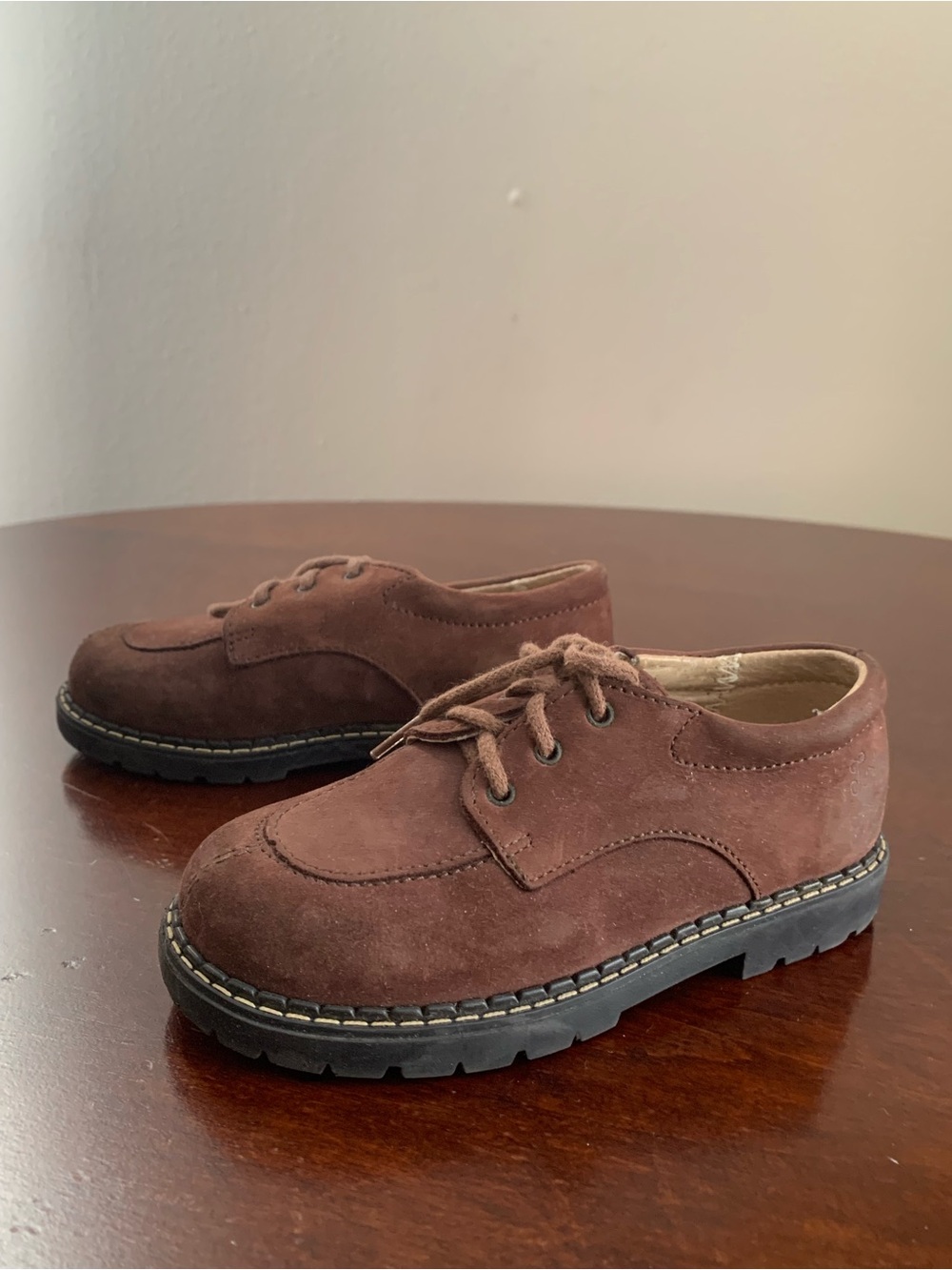 Vintage Tartine et Chocolat Toddler  Brown Suede Lace-Up Casual Shoes